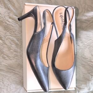 LifeStride Soft System Black Smooth Annalise  Slingback Heels 10 M